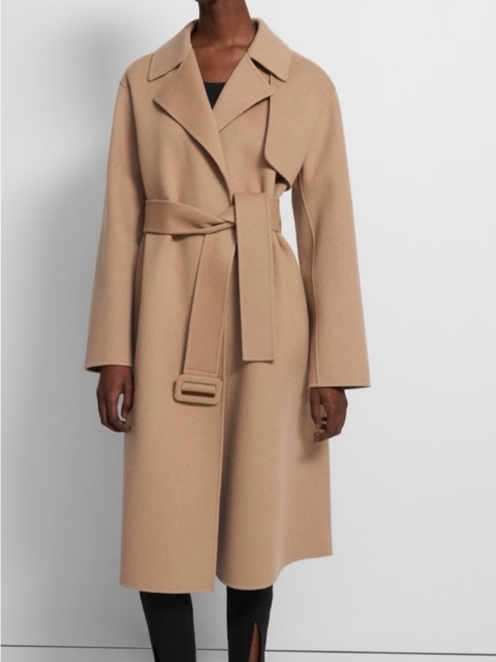 Theory Beige Cashmere and Wool Belted Trench Coat
